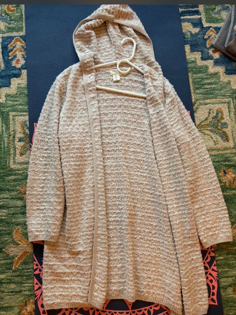 Nicole Miller Artelier Cozy Open-Front Hooded Cardigan - Beige